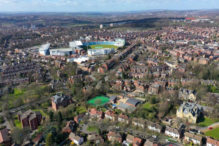 Aerial shot of Headingley, Leeds